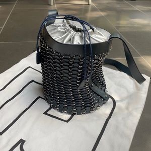 Amazing blue and silver Paco Rabanne bucket bag
